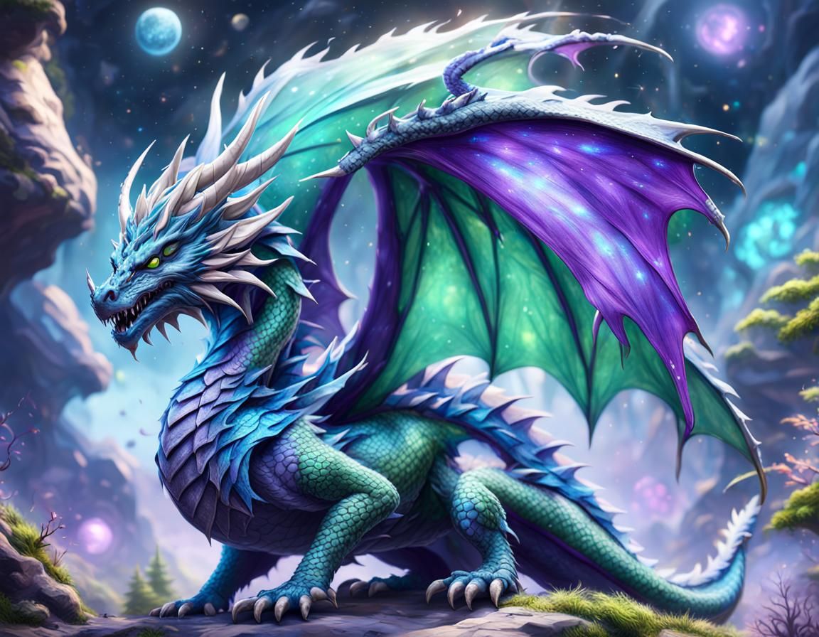 Colorful Galaxy Dragon Fantasy Concept Art