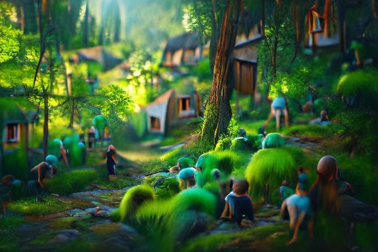 Miniature Village in Giant Forest: 8K Resolution