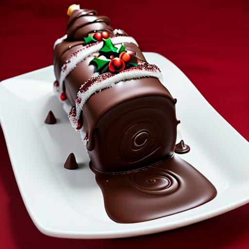Festive Christmas Chocolate Log Cake