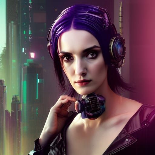 Cyberpunk Winona Ryder Illustration in 8k