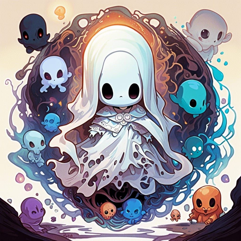 Adorable Translucent Chibi Ghost Portrait