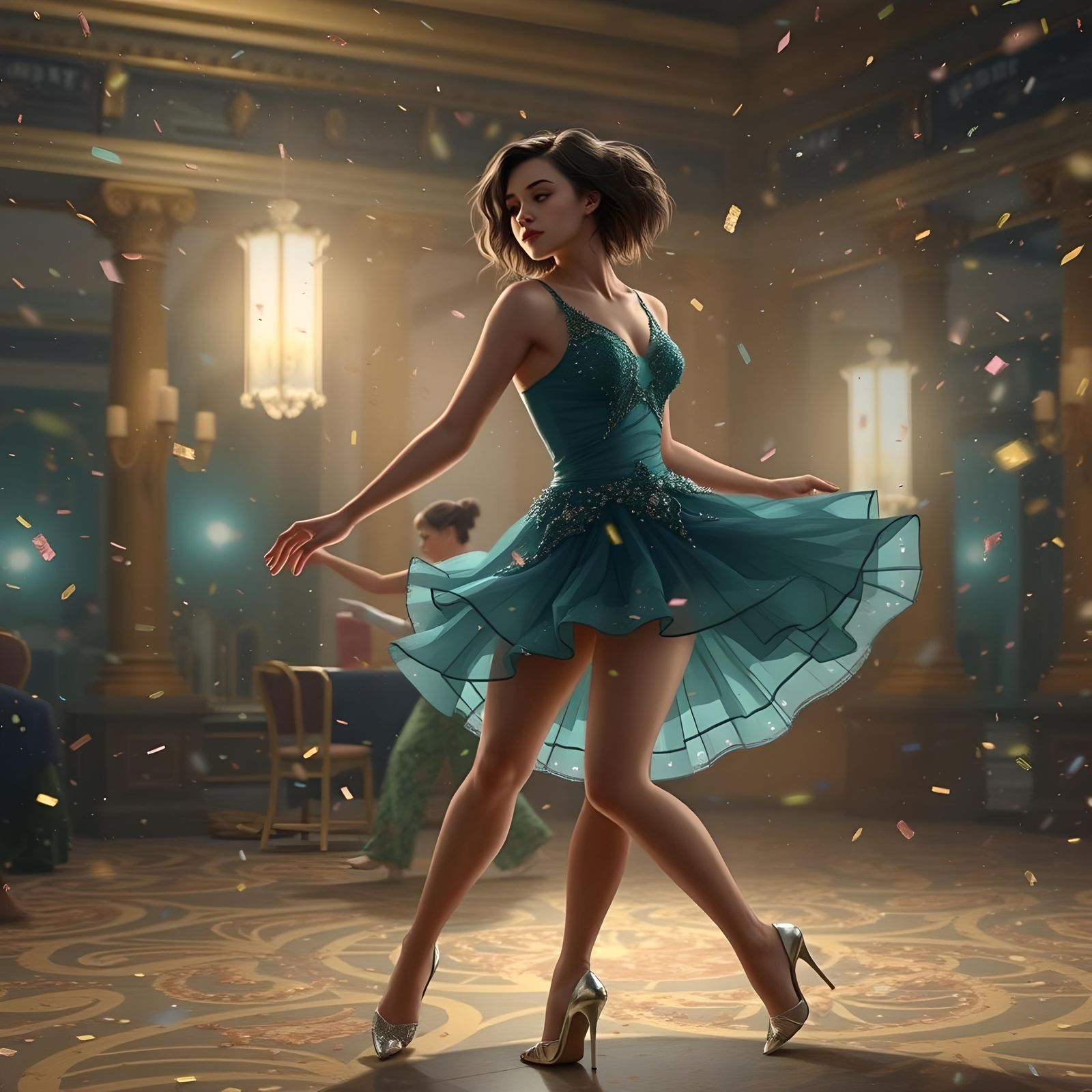 Anime Woman Ballroom Dance in 8K Concept Art