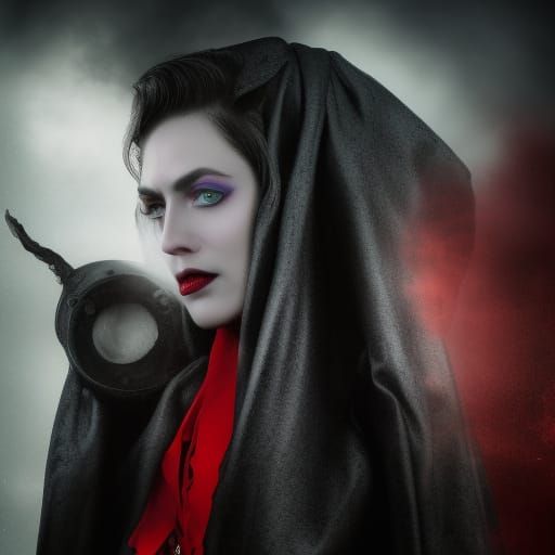 Dystopian Portrait with Gothic Corporate Towers