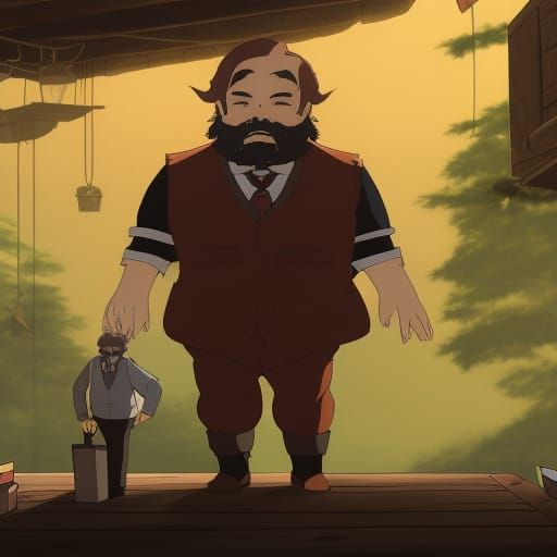 Fantasy Dwarf Businessman Portrait in Anime Style