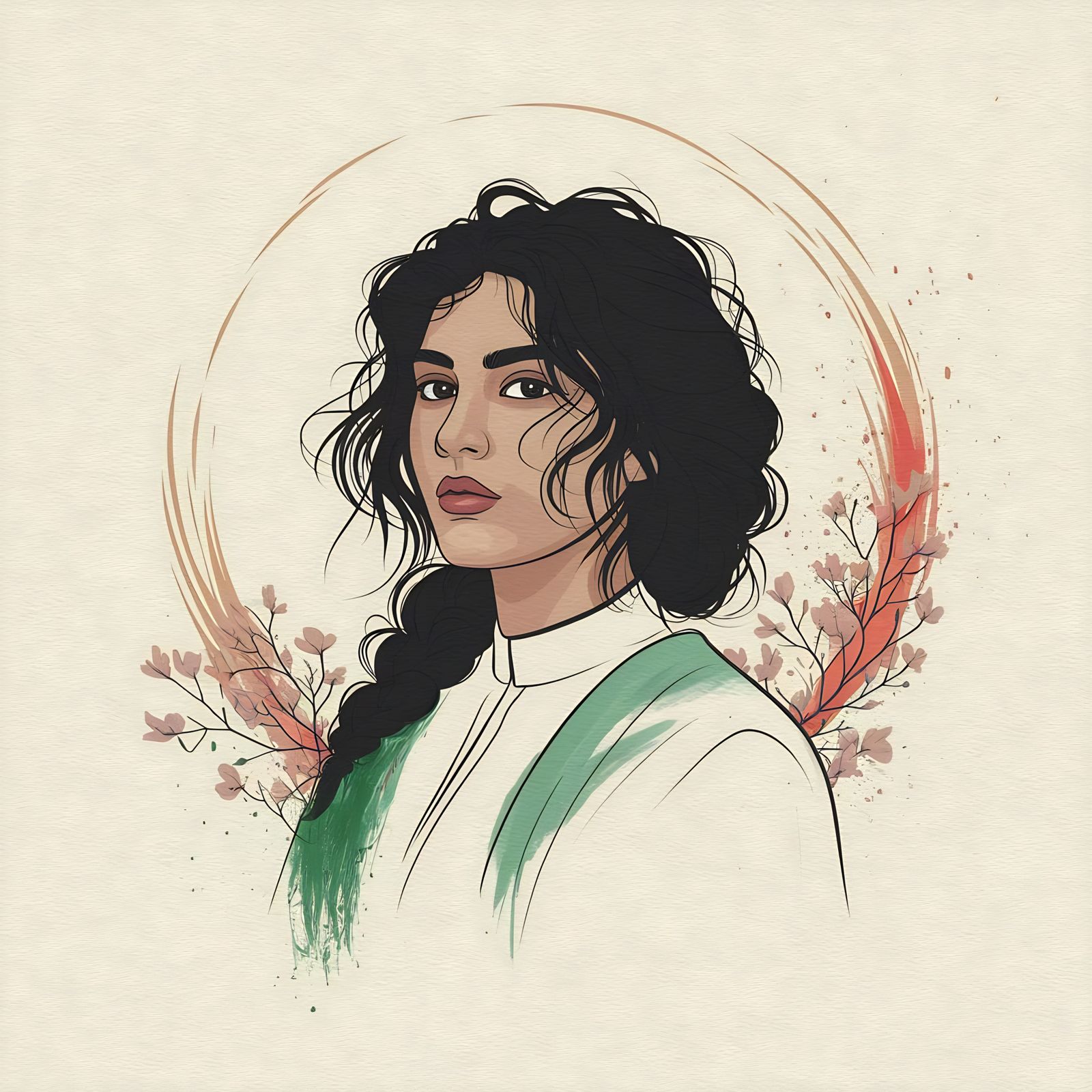 Surreal Portrait of a Palestinian Woman in Traditional Cloth...