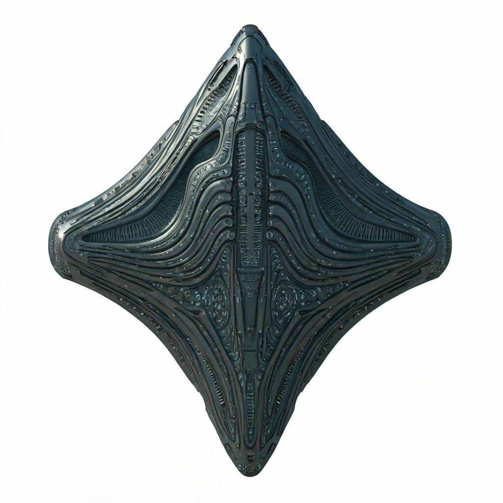 Cybernetic Starship with Shifting, Iridescent Hull