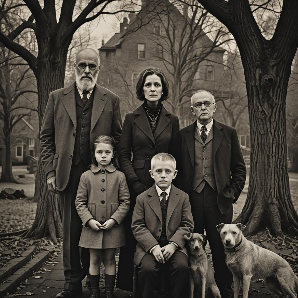 Family Portrait in Edward Gorey Style