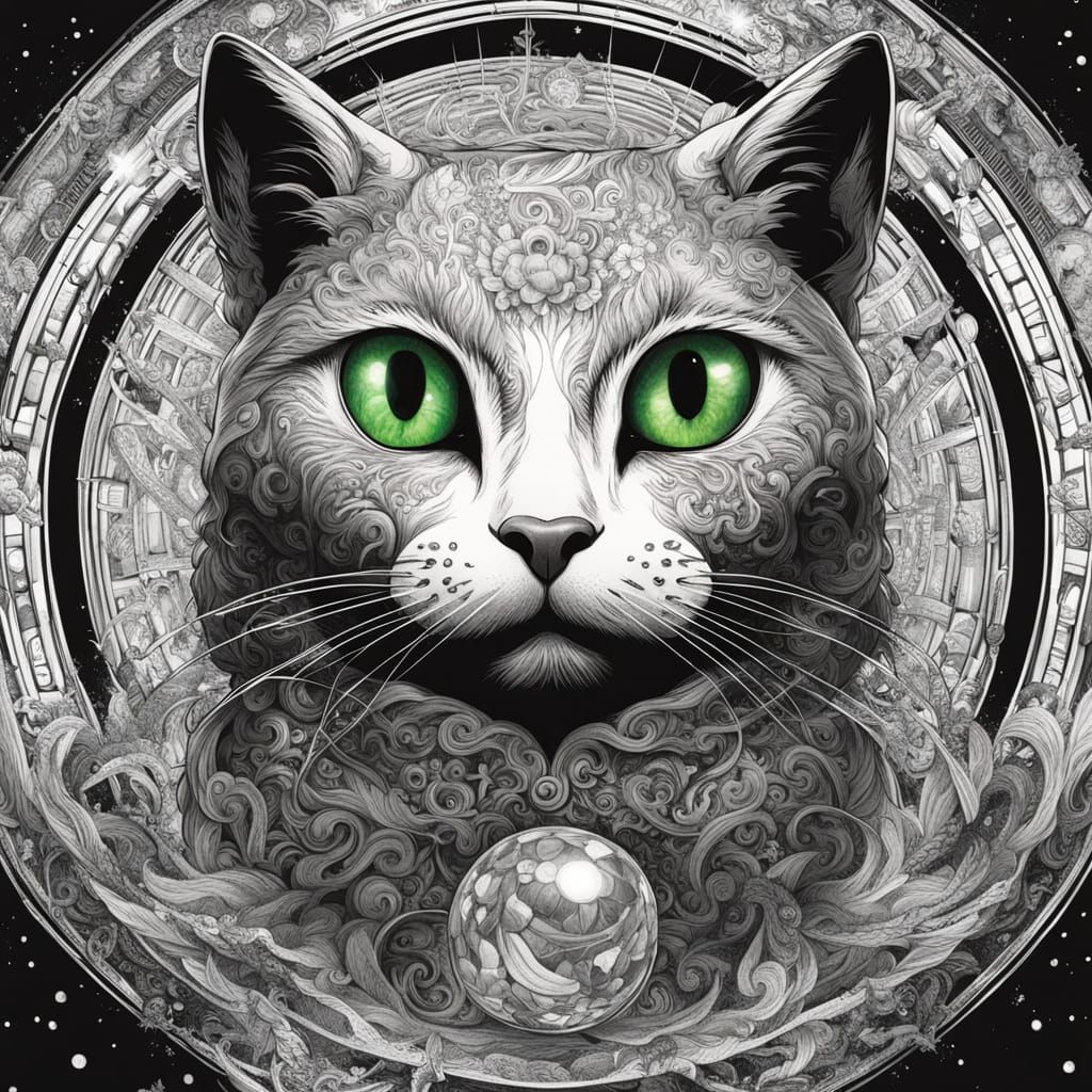 Anthropomorphic Cat in Whimsical Pencil Sketch