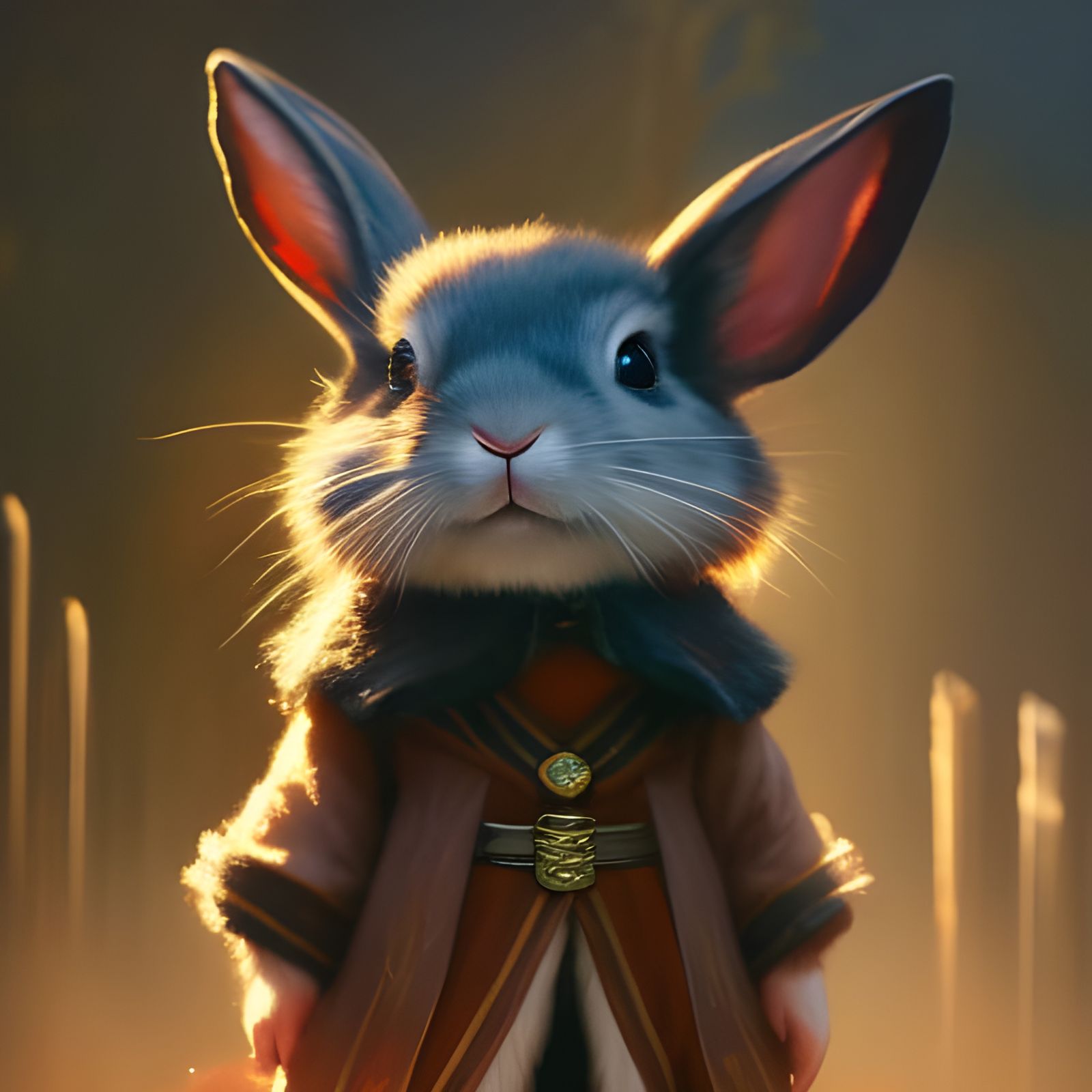 Chibi Wizard Rabbit in Studio Ghibli Style