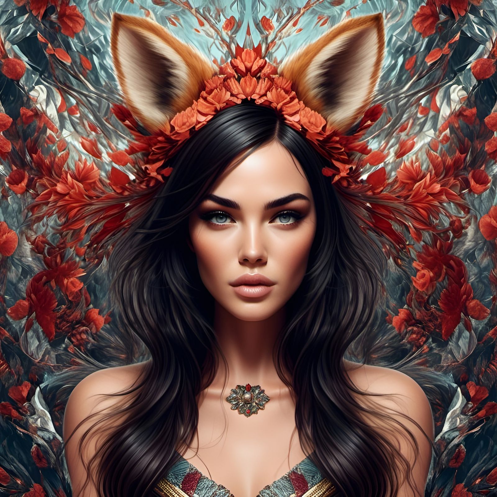 Megan Fox in Fox Costume, Animated Portrait