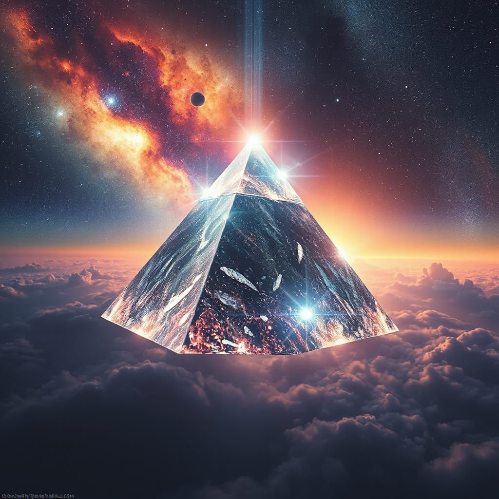 Crystalline Pyramid Soars Through Cosmic Nebula
