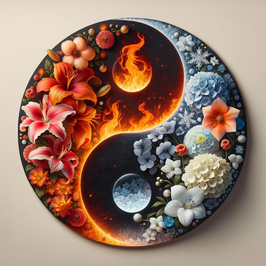 Yin Yang Flowers: Fire and Ice Harmony