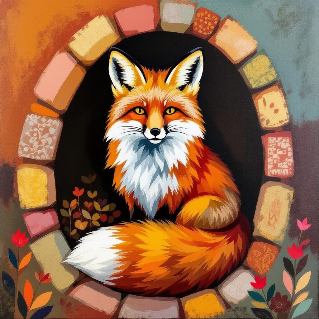 Fox in Cozy Den: Rothko, Potter, Monet Styles