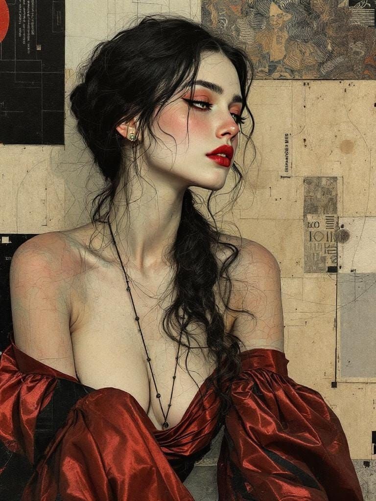 Italian Woman in Dimensional Paper-Cut Portraiture