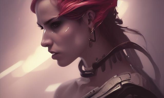 Punk Warrior Woman Portrait in Hyperdetailed Style