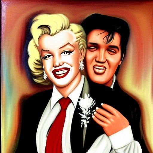 Marilyn and Elvis's Wedding as Oil Painting