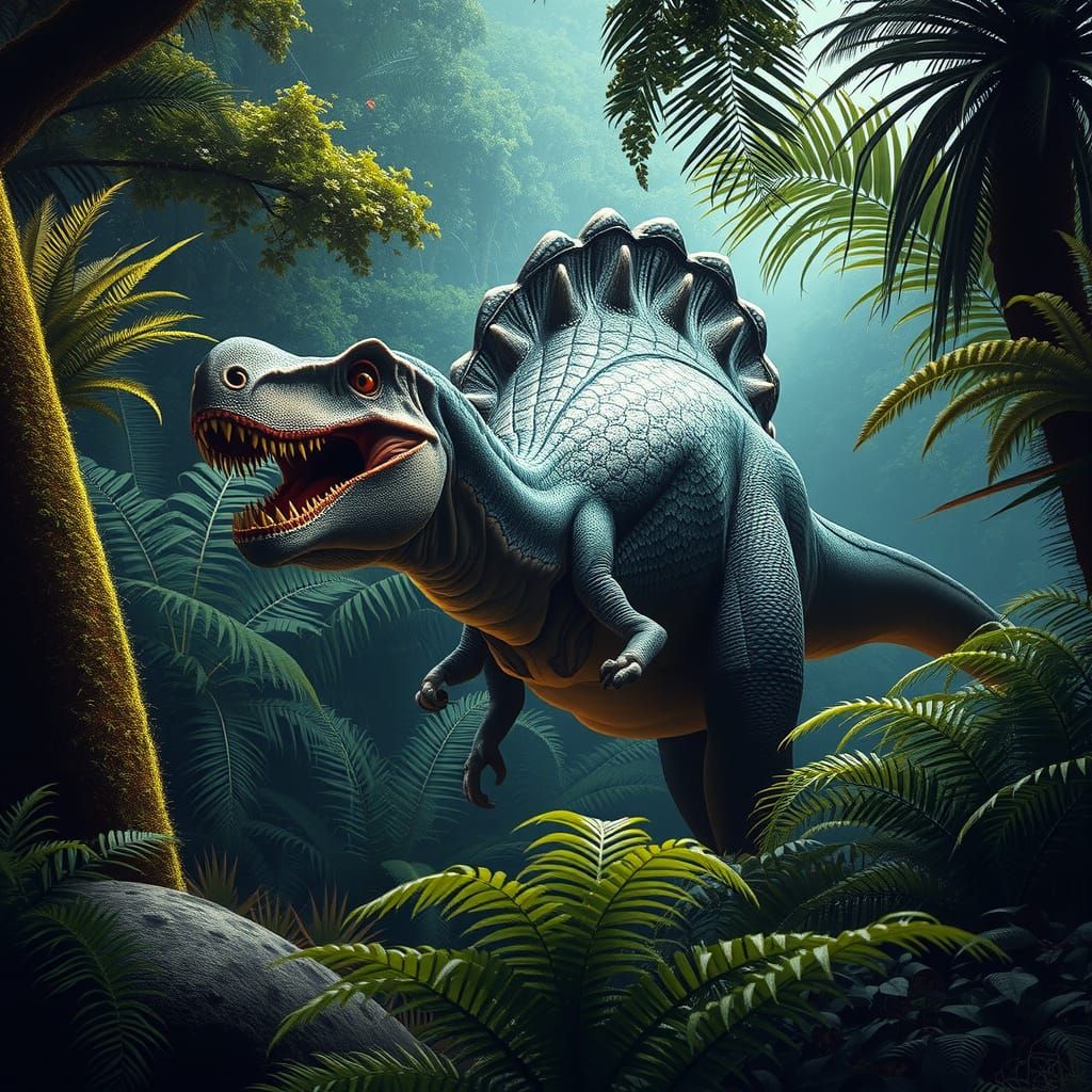 Megalosaurus in Lush Jurassic Landscape as Paleoart