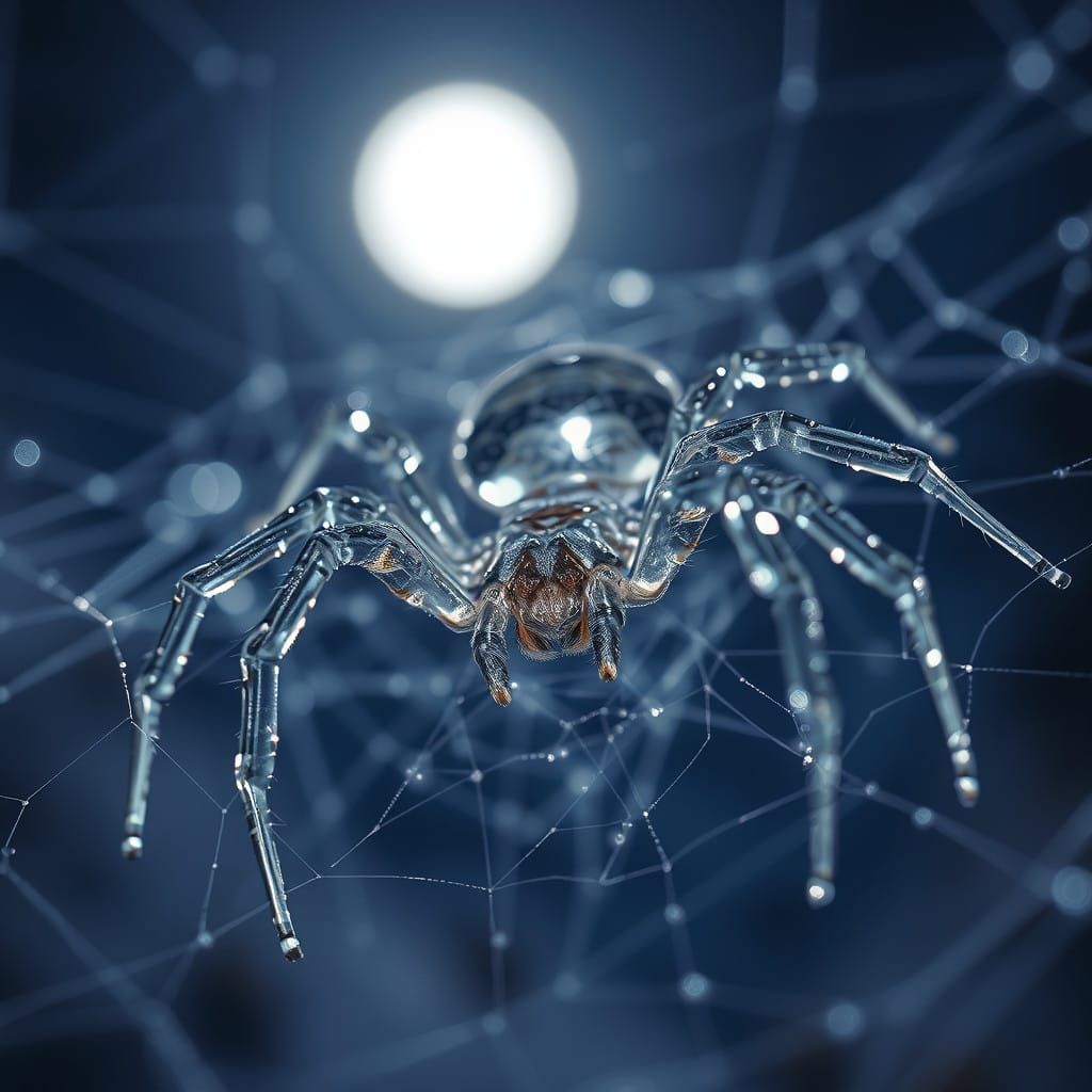 Crystal Spider in Ethereal Moonlit Web