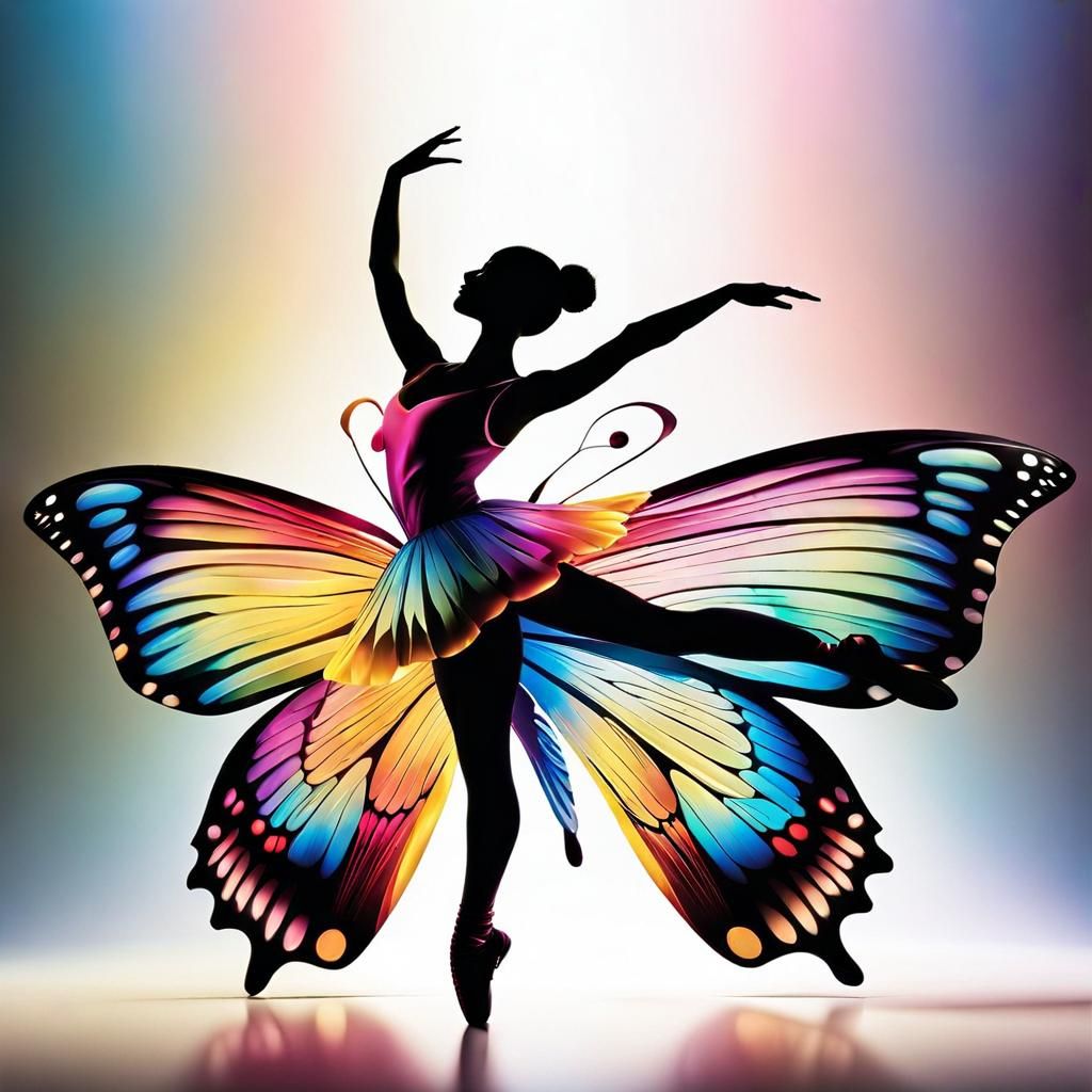 Butterfly Ballet Dancer with Glass Wings in 3D