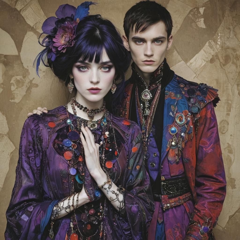 Figures in Jewel Tones, Art Nouveau Style