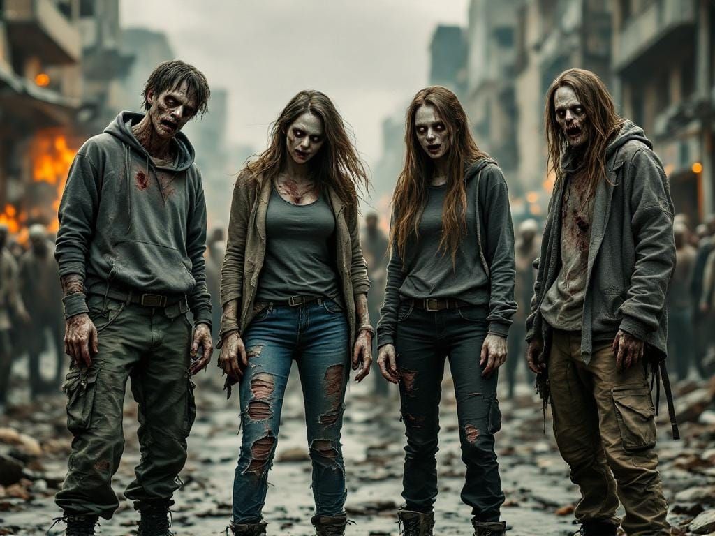 Hyperrealistic Zombie Horde in Destroyed City
