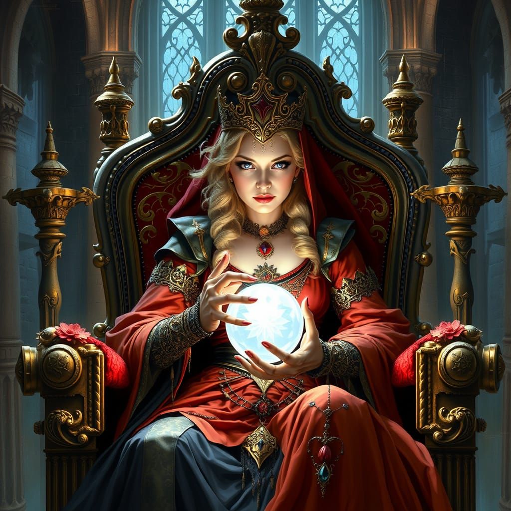 Morgana Le Fay with Crystal Ball, Medieval Fantasy