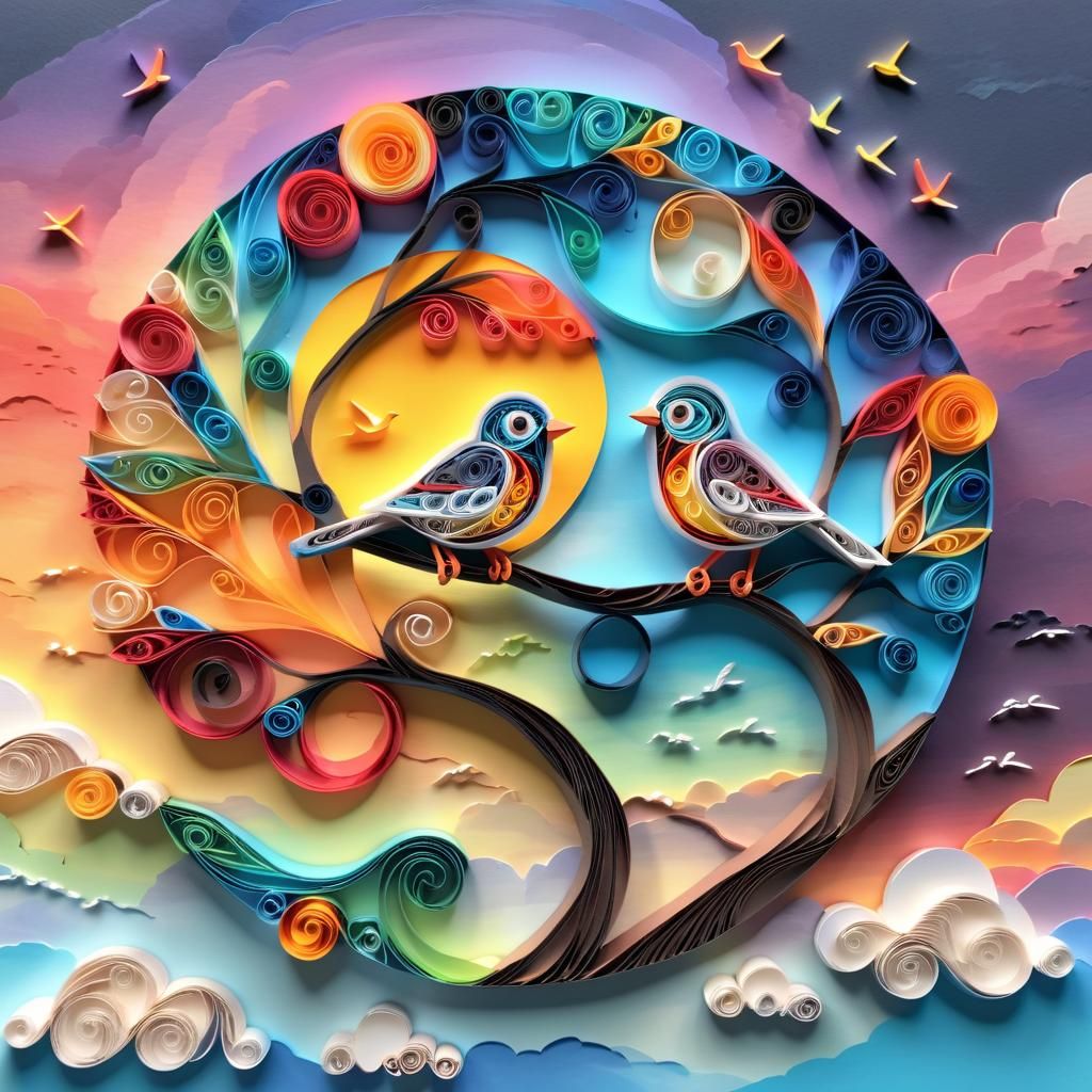 Paper quilling yarn art