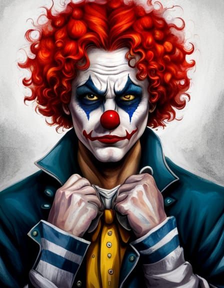 Sad Clown Mugshot in Psychedelic Macabre Style