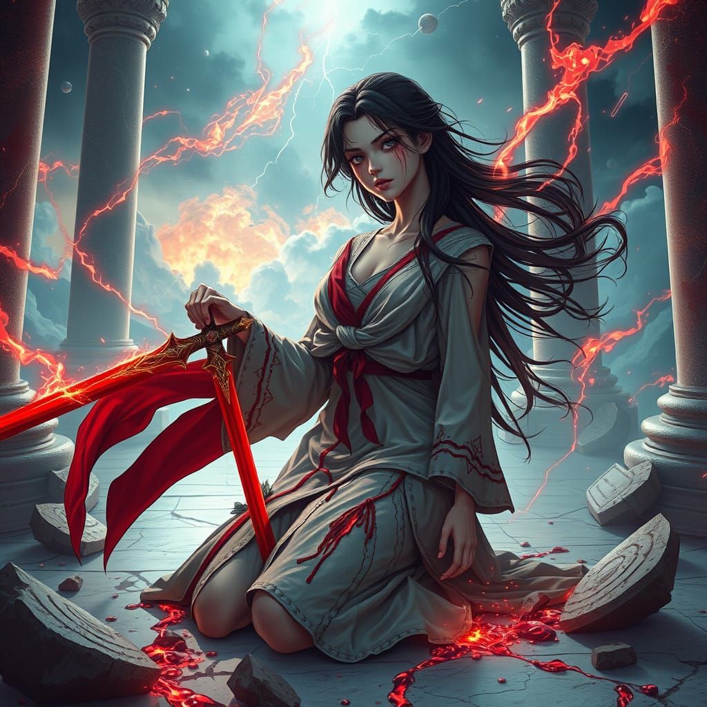 Surrealist Cyberpunk Goddess of Divine Fury