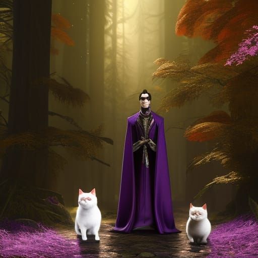 Vampire Lord with Kitties: Cubist Dark Fantasy