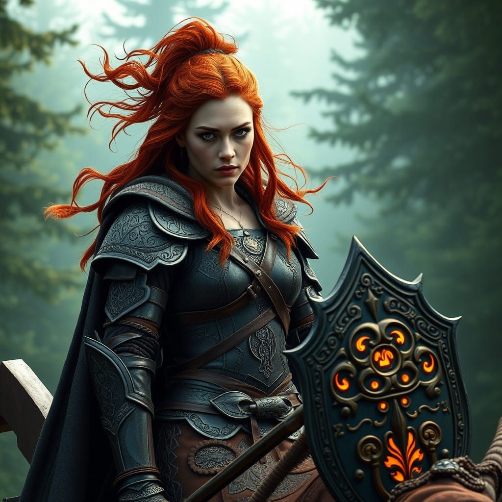 Regal Boudica Readies for Battle on Her Ornate War Chariot