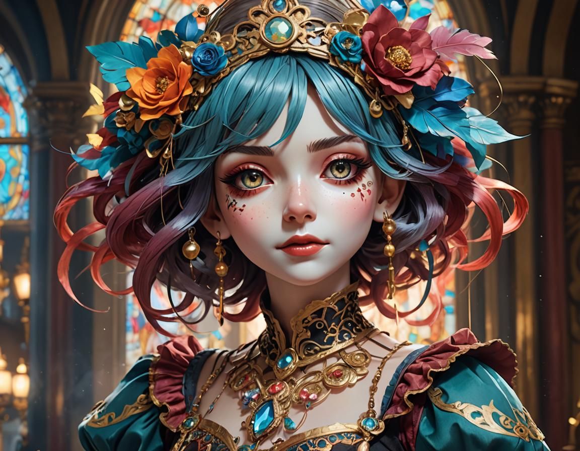 Anime Venetian Marionette Portrait in Artstation Style