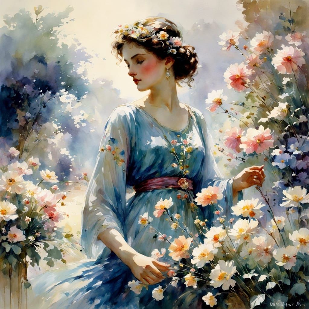 Floral Watercolor in Soft Muted Colors