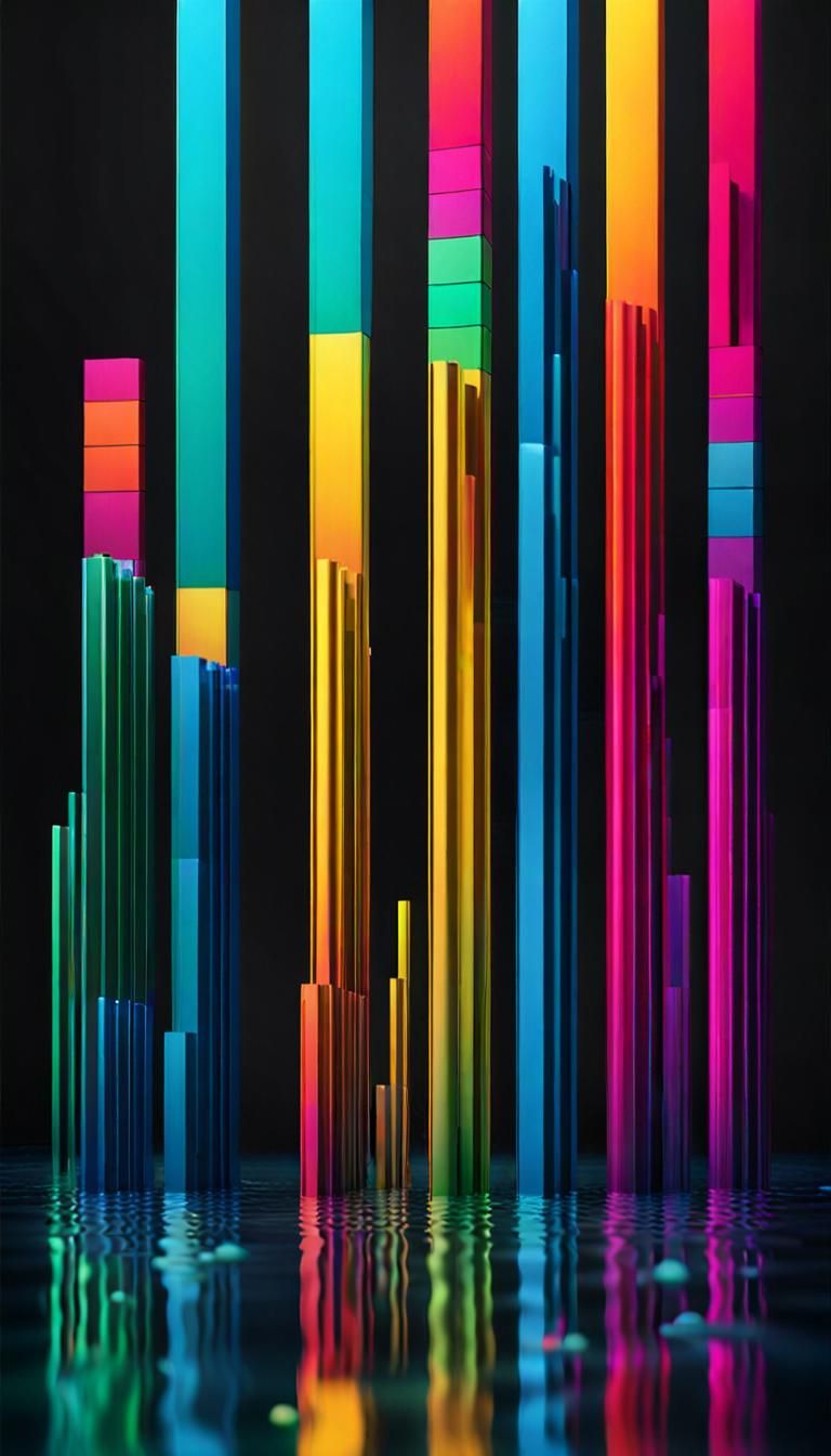 Exploding Loudspeaker Column Chart with Water Reflection