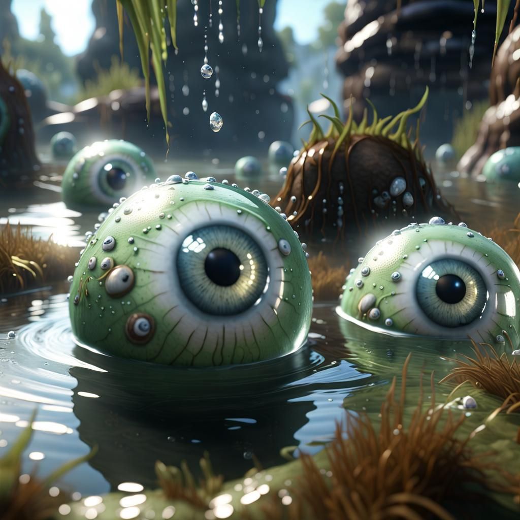 Surreal Eyeball Landscape with Ray Tracing