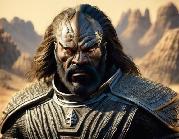 Klingon Warrior Portrait on Hostile Battlefield