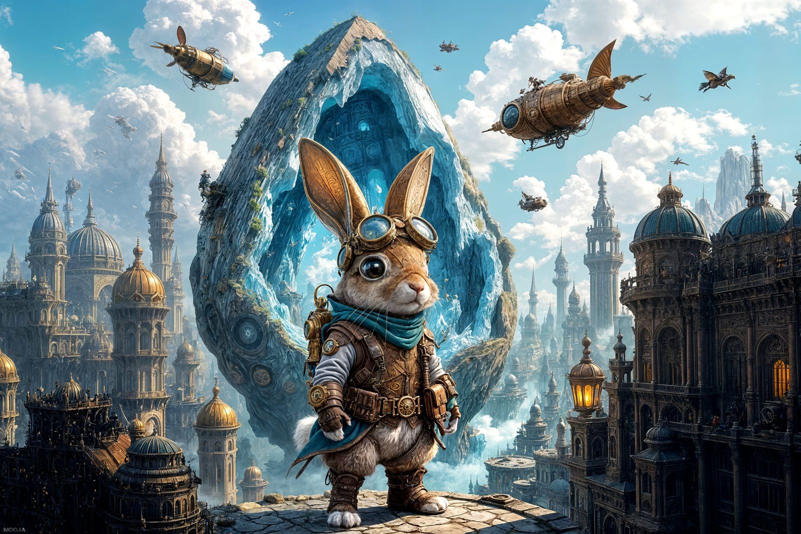 Rabbit Steampunk Explorer in Geode City