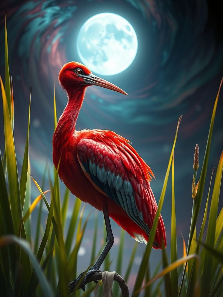 Ethereal Scarlet Ibis in Hyperrealistic Detail