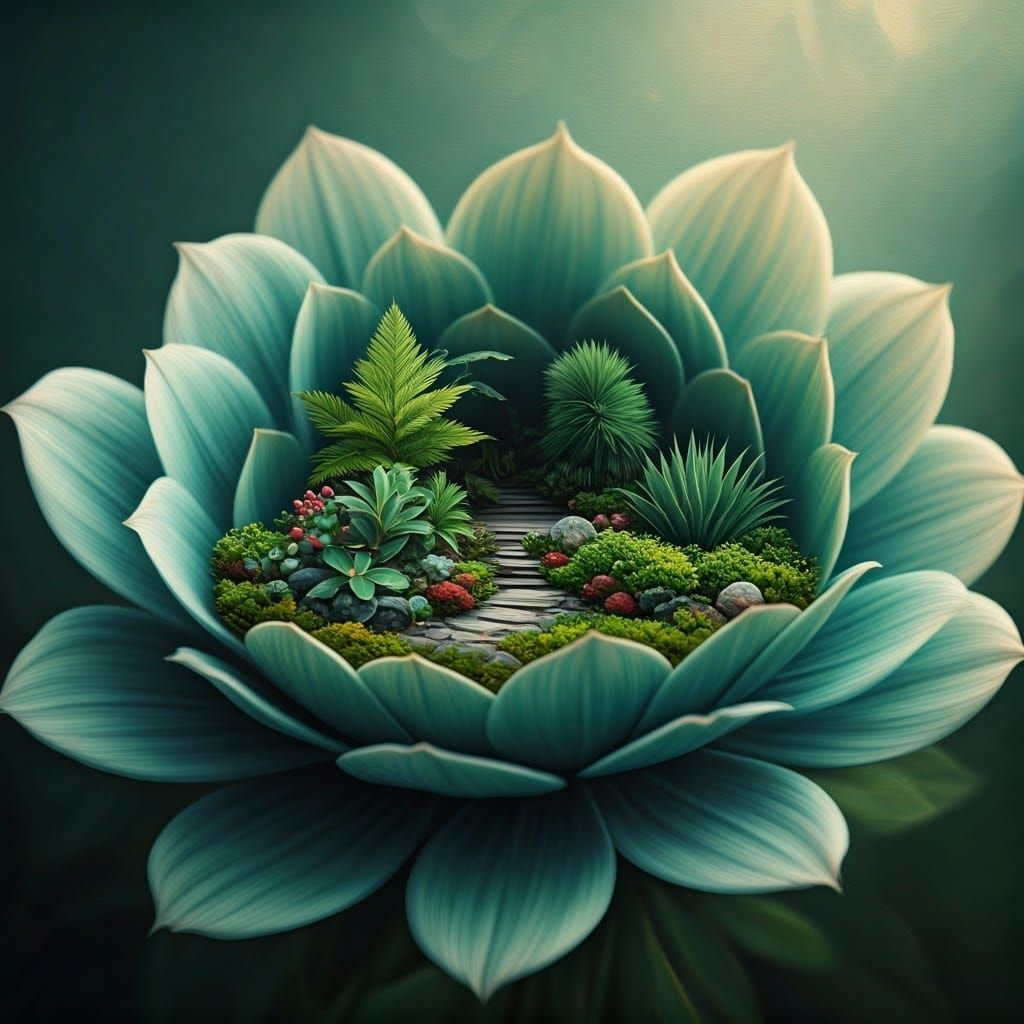 A tiny garden inside a flower