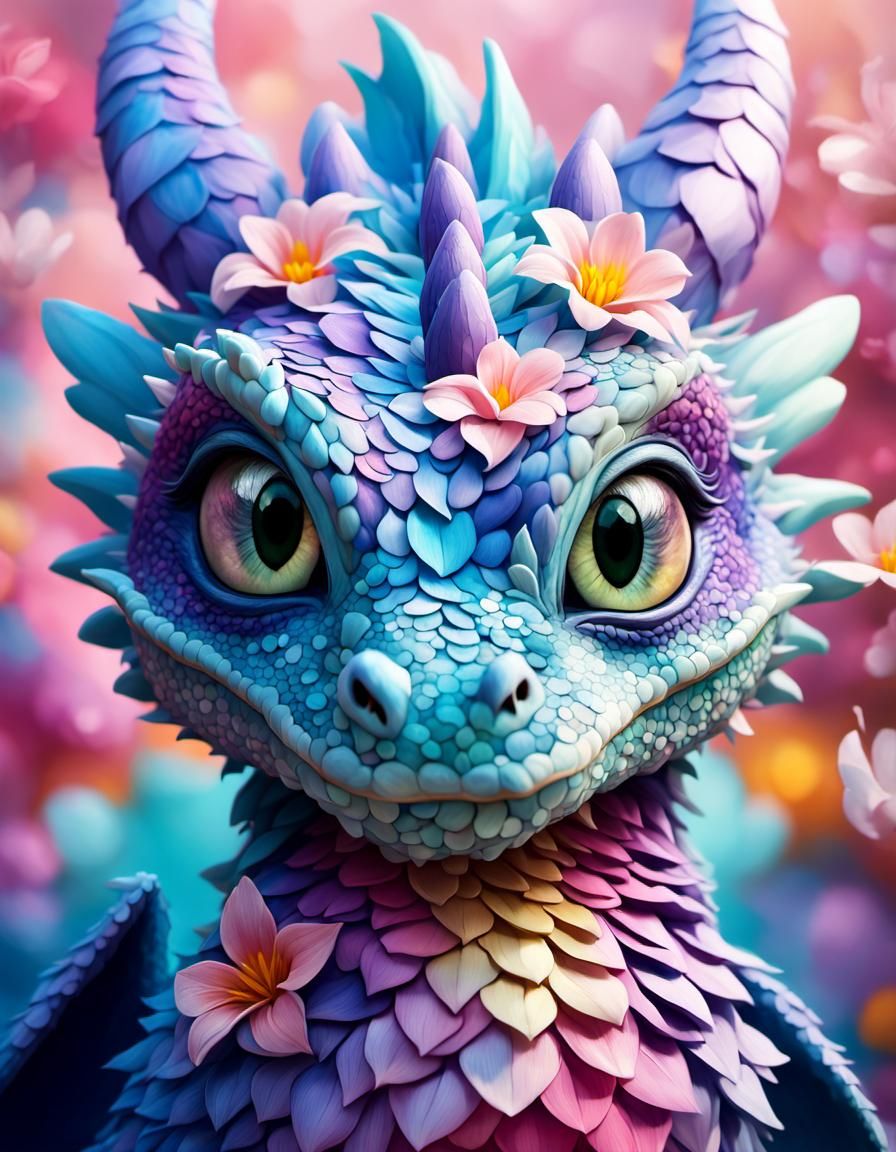 Dragon made of flower petals