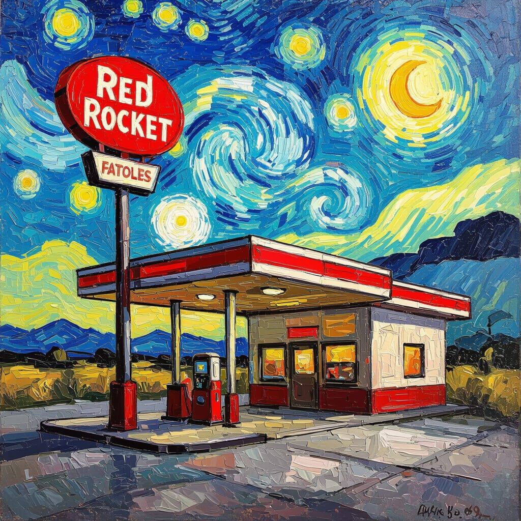 Fallout Red Rocket Station in Van Gogh Style