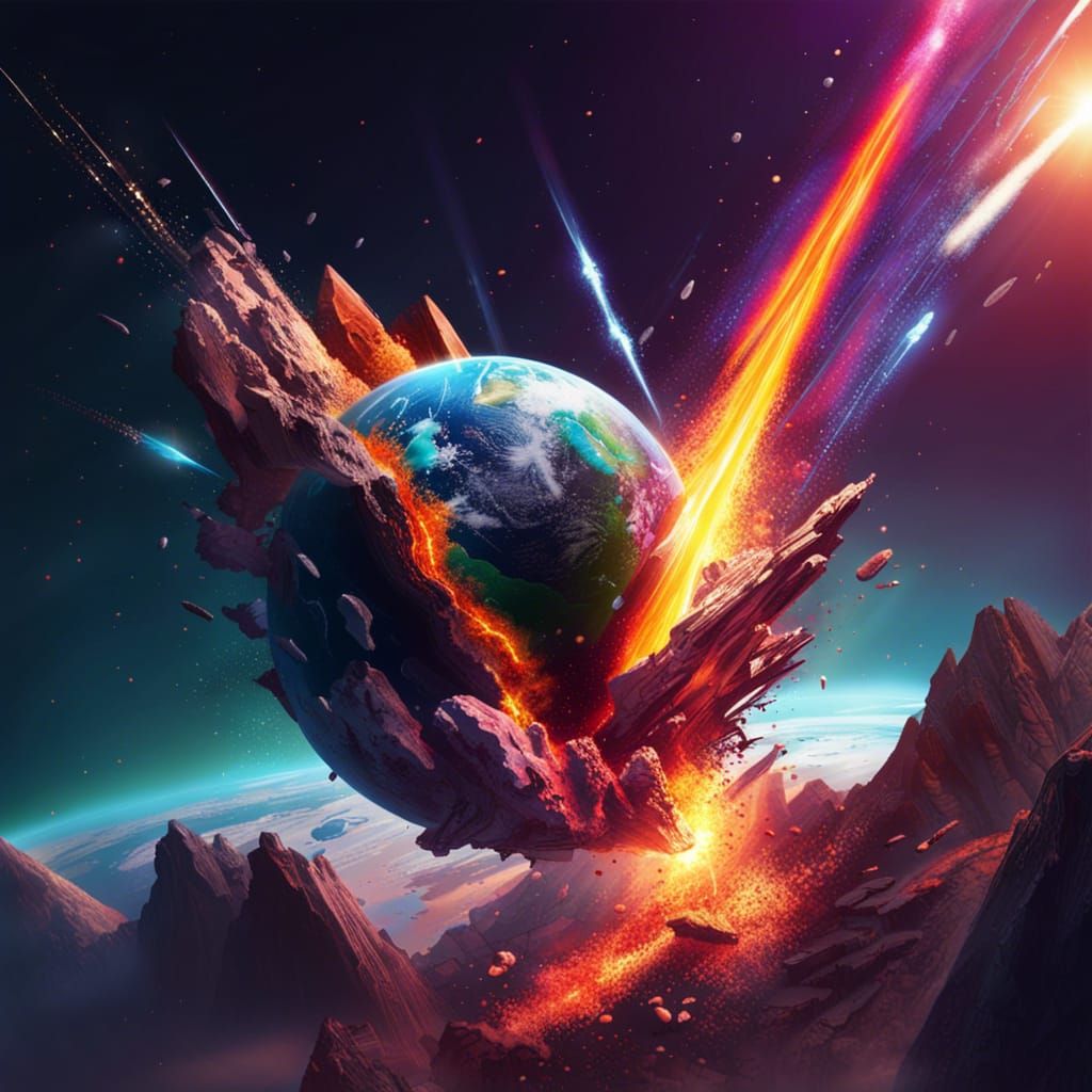 Hyperrealistic Meteor Strikes Earth: Dramatic Concept Art