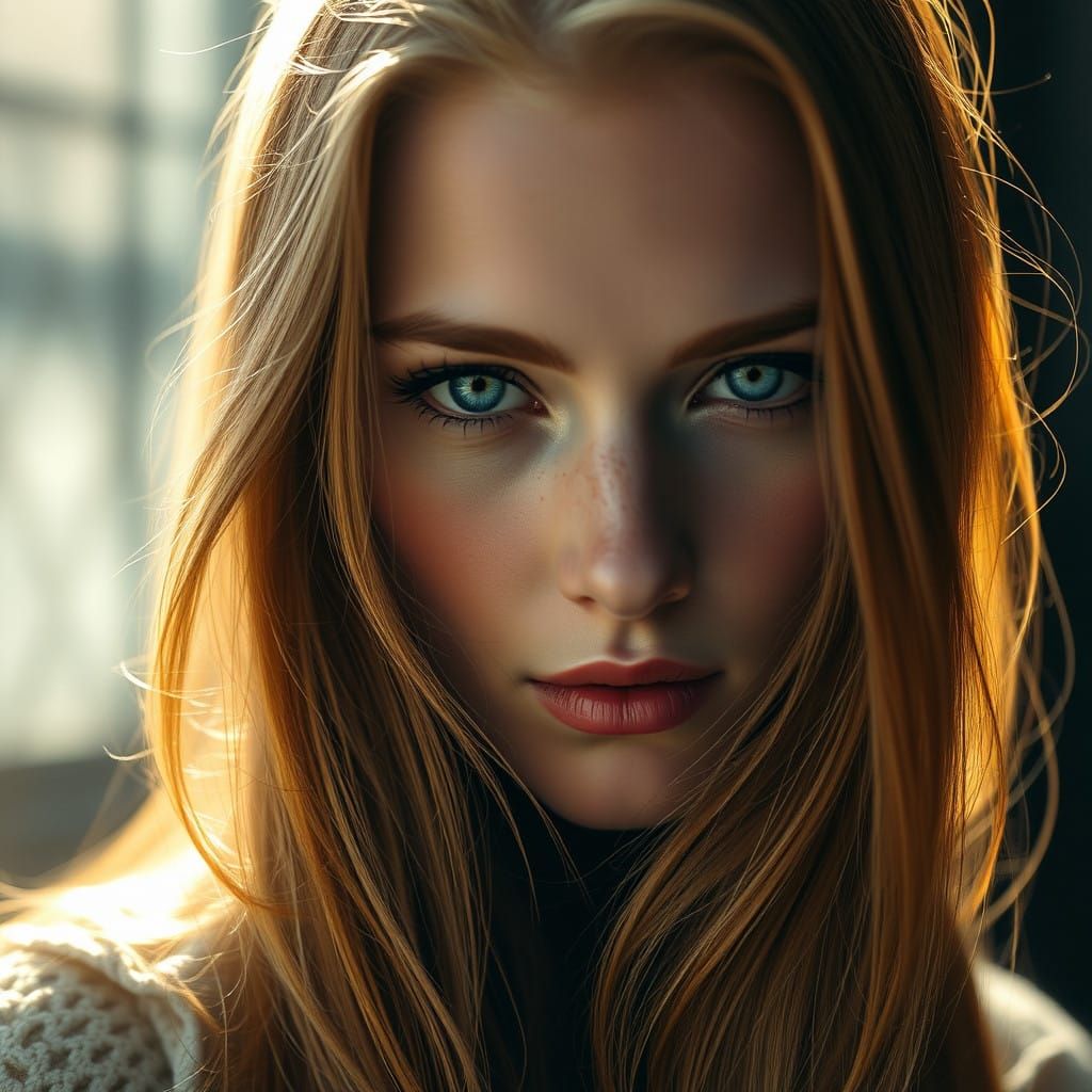 Woman Bathed in Ethereal White Light