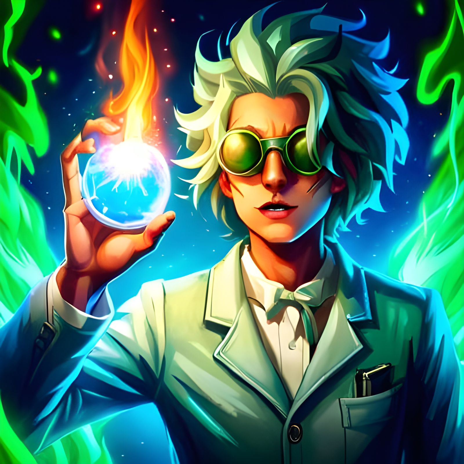 Mad Scientist's Fiery Laboratory Chaos