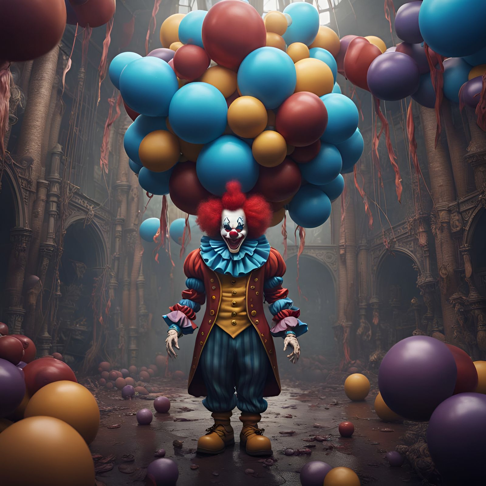 Detailed Matte Painting of a Fantastical Clown