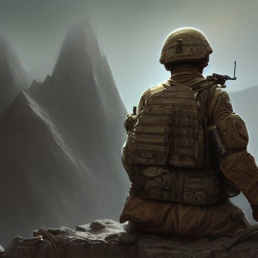 Agonized Soldier in Afghanistan: A Matte Painting
