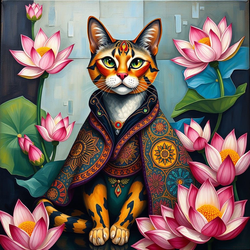 Felix the Cat in Vibrant Cubist Style