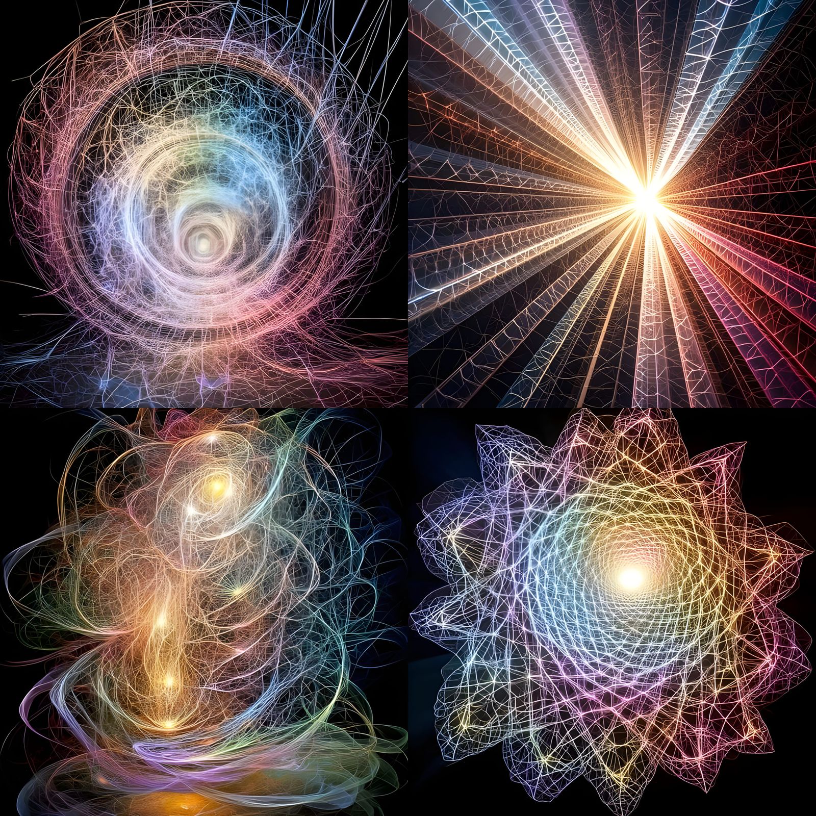 Crystal Mandelbrot Sculpture with Brilliant Light Rays