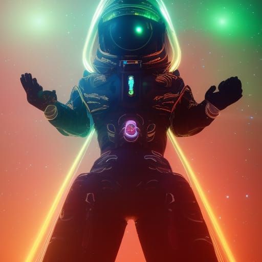 Space Wizard in Graffiti Art Style