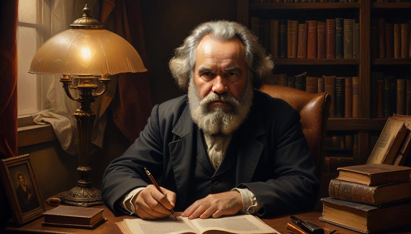 Karl Marx Portrait in Rembrandt Inspired Style